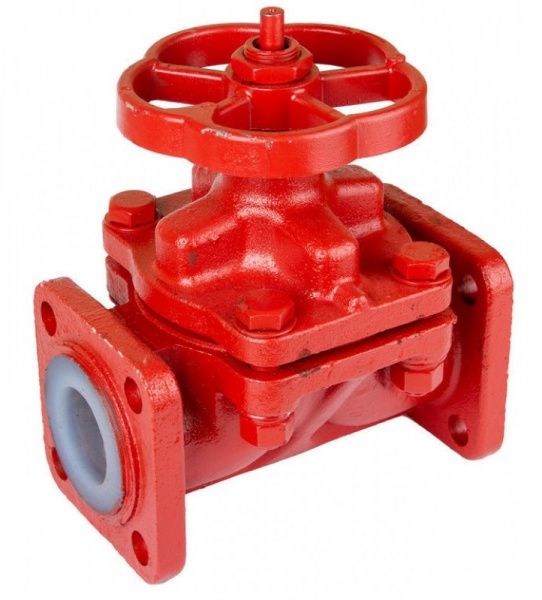 Вентиль 15ч75п2М (РХ 26538-03) Ду 50,  Ру-10, Т-110 (футерованный фторопластом)