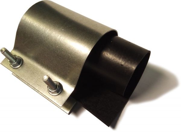 Хомут ремонтный односторонний, оцинкованный Ду 50 (2") для труб диаметром 57-67 мм (ширина 80мм)