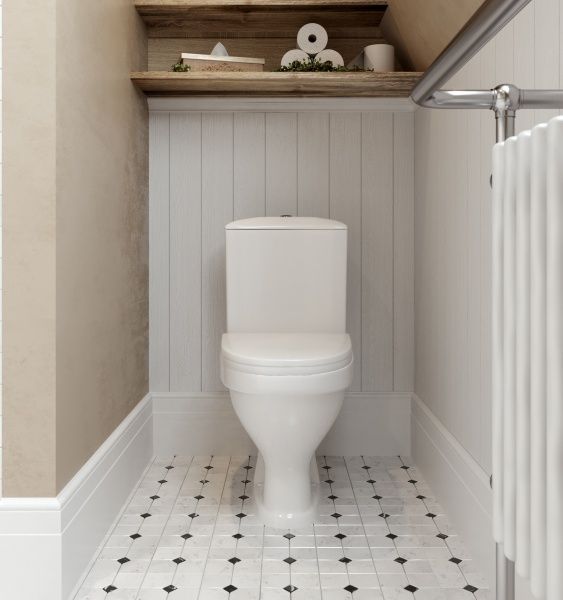 Унитаз "Вест" белый, 1 кн.арм., косой выпуск, нижн.подв., сид.полипр.