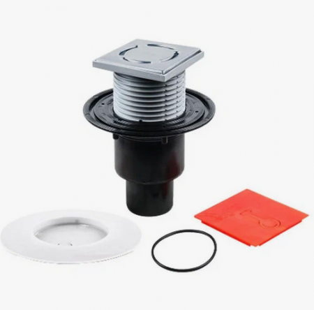 Трап канализационный верткальный 50/75/110 (123х123) НЖ решетка регулируемая СУХОЙ