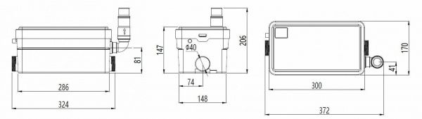 Канализационная насосная станция SANIVORT 255 M, 9м (250 Вт, Qмакс - 120 л/мин; два входа- DN40)