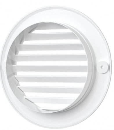 Решетка пластиковая D-100/136 круглая,  белая с фланцем