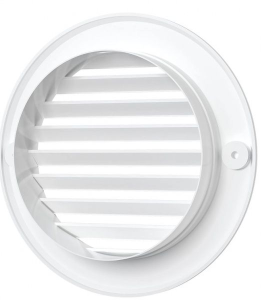 Решетка пластиковая D-100/136 круглая,  белая с фланцем