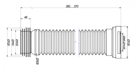 Гофроподвод к унитазу Ду110 L 26-57см АРМИРОВАННЫЙ
