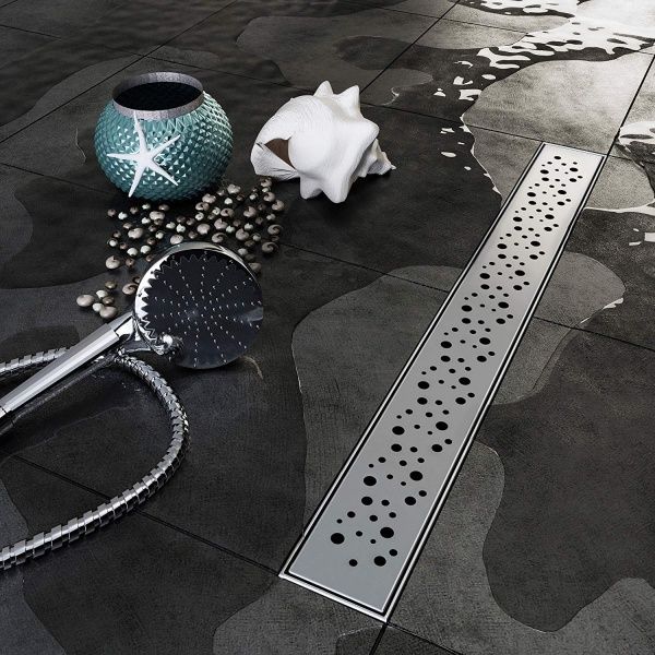 Линейный трап 85х7см, из нерж. стали с горизонтальным выпуском, гидро+сухая защита от запаха, TIM