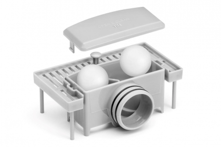 Линейный трап 85х7см, из нерж. стали с горизонтальным выпуском, гидро+сухая защита от запаха, TIM