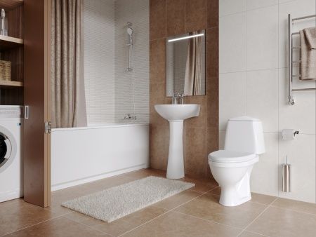 Унитаз "Соната" белый, 1 кн.арм., косой выпуск, нижн.подв., сид.полипр.