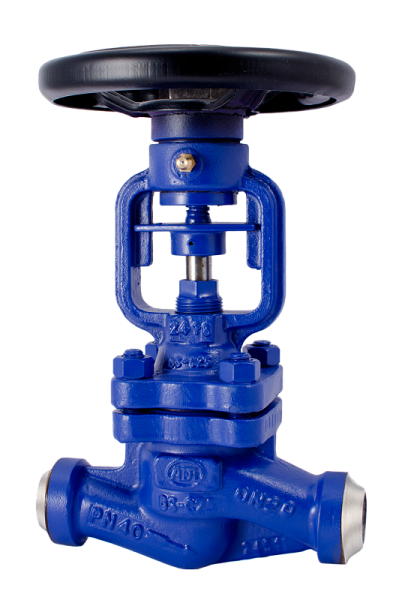 Вентиль KV37-020, Ду 20,  Ру-40,  Тмакс-400 °C (стальной, под приварку, сильфонное уплотнение)