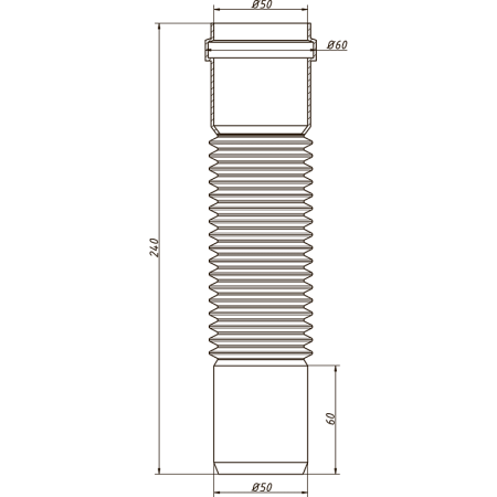 Отвод (соединитель) канализационный гибкий 50х50 (раструб/гладкий конец)