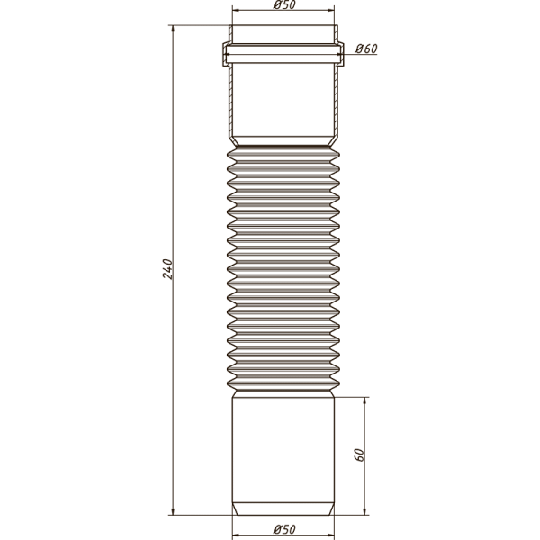 Отвод (соединитель) канализационный гибкий 50х50 (раструб/гладкий конец)