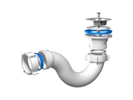 Сифон для поддона, нерж.сетка (70) 1 1/2"х40, S-тип, (без трубы)