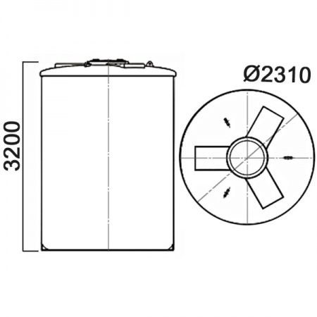 Емкость ПЭ цилиндрическая синего цвета 11800л (SB17_2ВФК2)