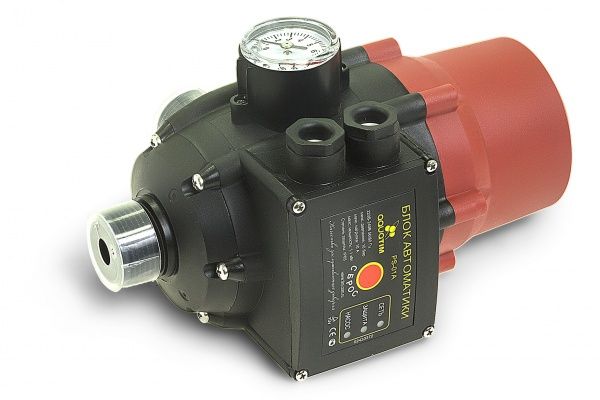 Блок автоматики с манометром TIM PS-01A (диапазон настройки 1,5-3 бар) с манометром