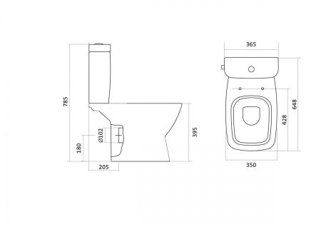 Унитаз Нео с бачком, белый, 2 х кн.арм., прямой выпуск, нижн.подв., сид.дюр.(тонкое), микролифт