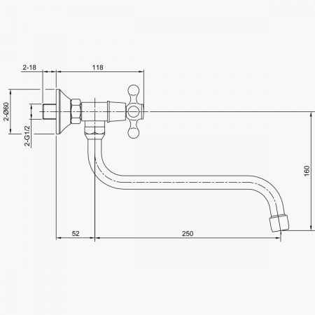 Смеситель для кухни двур., настен.креп. ELT6010