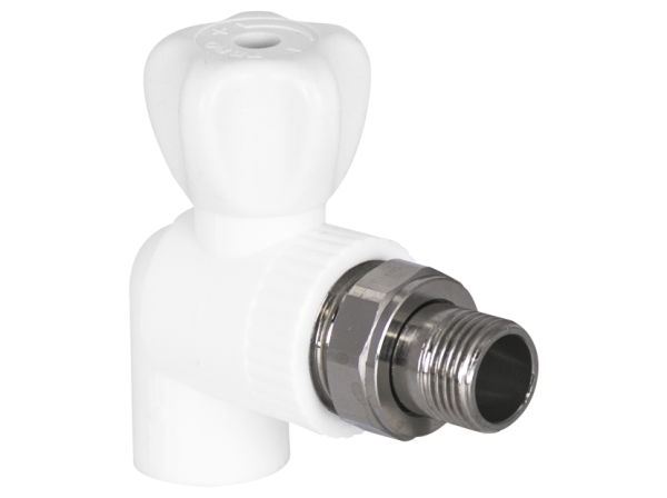 Кран для радиатора угловой PPRC 20х1/2" (бел.) Tebo (10/60)