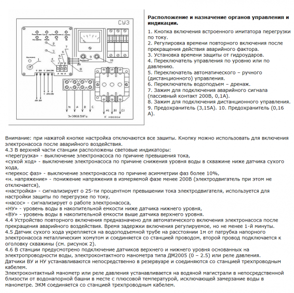 Станция управления погружным насосом СУЗ-10 (1-3 кВт, 380В)  ЛИВНЫ