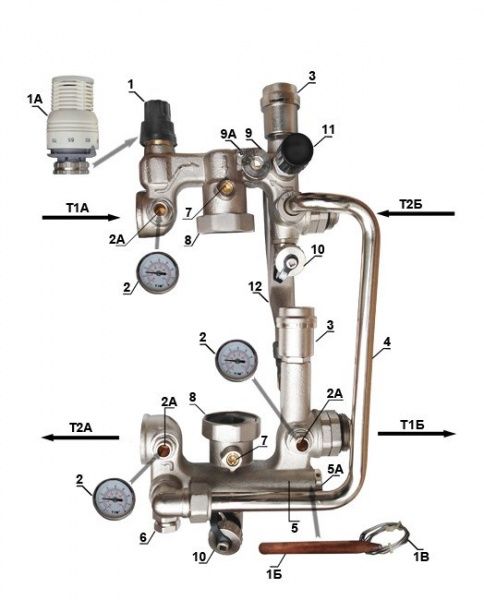 Насосно-смесительный узел TIM JH-1033 (под насос 180 мм, 1 1/2") /Без насоса/