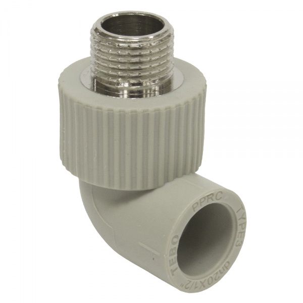 Угольник PPRC комбинированный НР 20х1/2"   (сер.)  Tebo (20/160)