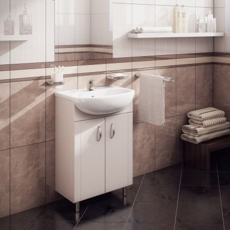 Умывальник мебельный "Уют 450" с переливом, без комплекта, 1 отверстие, белый