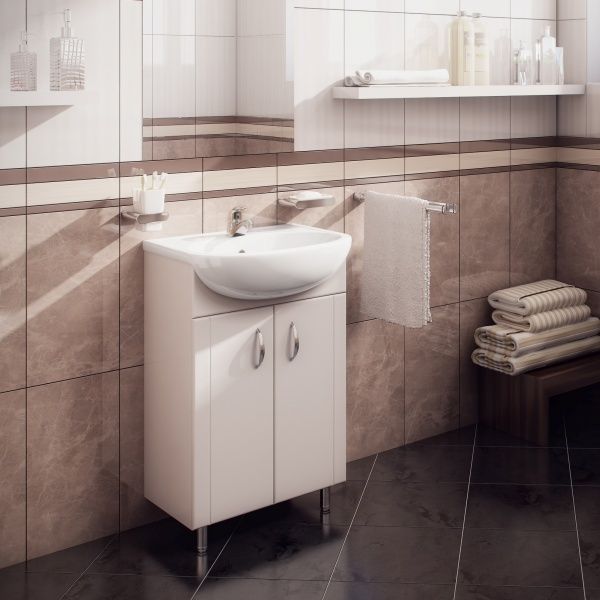 Умывальник мебельный "Уют 450" с переливом, без комплекта, 1 отверстие, белый