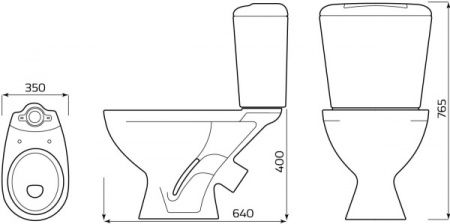 Унитаз "Оптима Стандар" с бачком, белый, 1 кн.арм., косой выпуск, нижн.подв., сид. полипропилен