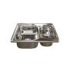 Мойка нержавеющая накладна 2 чаши 50х63 (0,8), выпуск 3 1/2, глубина 18см, с сифоном