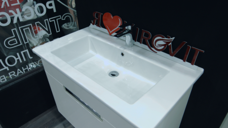 Умывальник мебельный "Оскар-850" с переливом, без комплекта, 1 отверстие, белый