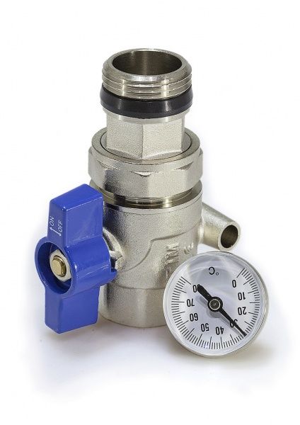 Комплект кранов ПРЯМЫХ с термометром 1" - "Американка " (комплект 2 шт.) TIM