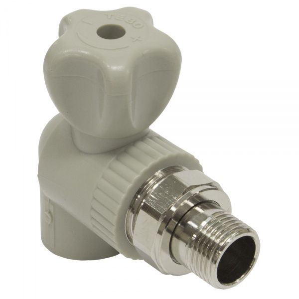 Кран для радиатора угловой PPRC 25x3/4"   (сер.) Tebo (5/45)