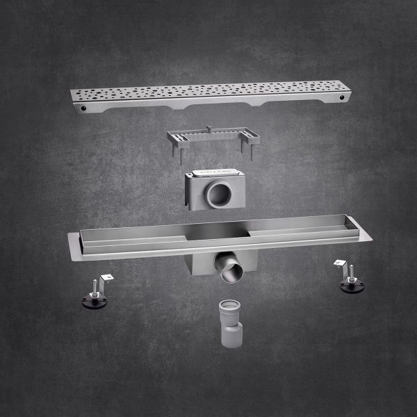 Линейный трап 70х7см, из нерж. стали с горизонтальным выпуском, гидро+сухая защита от запаха, ТЛ-04