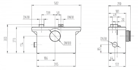 Канализационная насосная станция AM-STP-600 (600 Вт, Qмакс - 270 л/мин; Нмакс - 9 м)