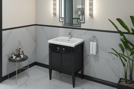 Умывальник мебельный "Леонардо-700" с переливом, без комплекта, 1 отверстие, белый