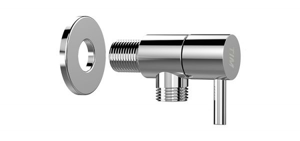 Кран для подключения приборов, с отражателем, УГЛОВОЙ 1/2"НР х1/2"НР (хром, керамический затвор)