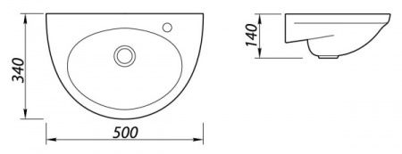 Умывальник "Уют" без перелива, без комплекта, 1 ПРАВОЕ отверстие, белый