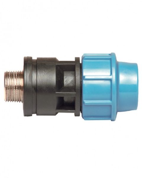 Муфта переходная  НР 25х3/4", ЛАТУННАЯ вставка, Р-16 (ПНД, Компрессия)