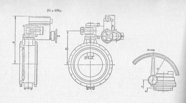 Затвор фланцевый 32ч306р (КЗ 99001.01) Ду 800,   Ру 10,   с редуктором (чугунный, поворотный)