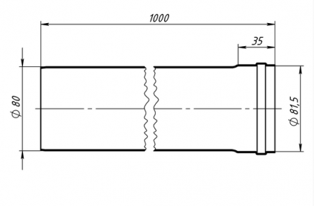 Удлинитель раздельного дымохода 80-1000 мм (М-П) алюминий