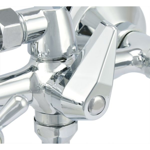 Смеситель  для ванны "Istok life" двуручный, длинный S излив, настенное крепление, кер. кран букса