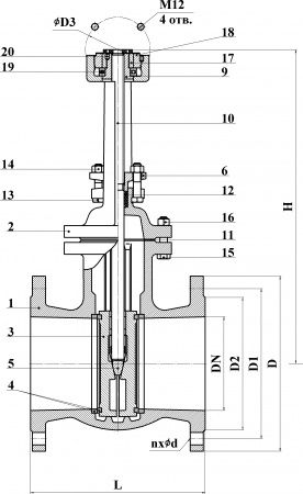 Задвижка под эл.привод 30ч906бр Ду 200