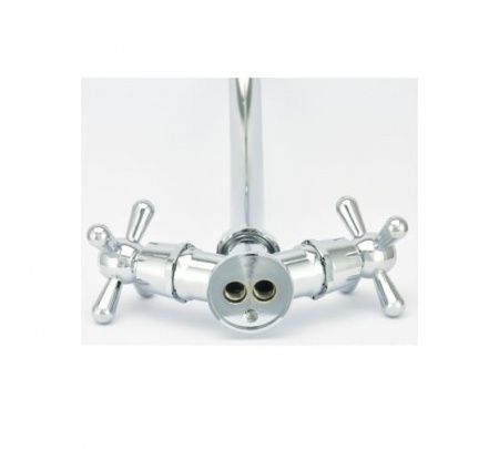 Смеситель для мойки двуручный "Istok life" с поворотным изливом, керам. кран букса, шпилька