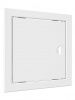 Дверца пластиковая АБС 218х218 (196х196) белая с фланцем, ручка