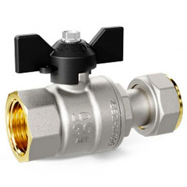 Кран LD Pride Ду 20 муфта/Накидная гайка (никель) бабочка