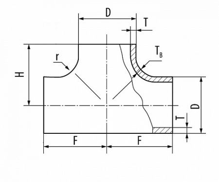 Тройник, Ст.20, ОЦИНКОВАННЫЙ, Исполнение 2, ГОСТ 17376-2001, 108х4-76х3,5