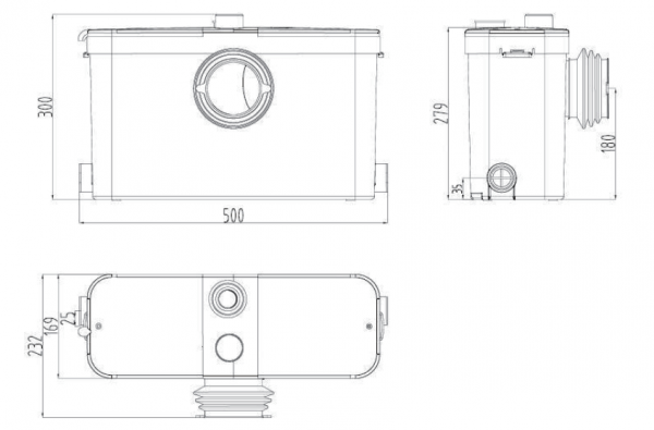 Канализационная насосная станция AM-STP-500 (500 Вт, Qмакс - 170 л/мин; Нмакс - 8 м)