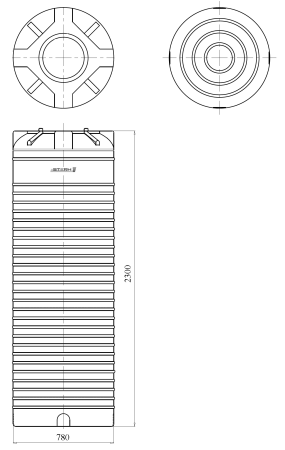 Емкость ПЭ цилиндрическая синего цвета VERT 1000л