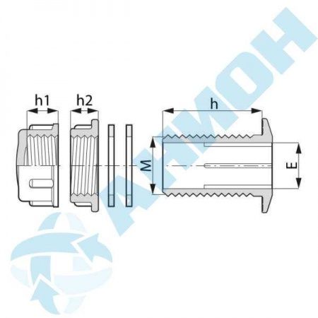 Отвод из бака в сборе 1" (пластиковый в комплекте с заглушкой)