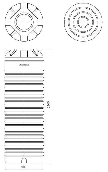 Емкость ПЭ цилиндрическая синего цвета VERT 1000л