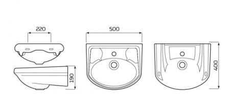 Умывальник "Браво" без комплекта, 1 отверстие, белый