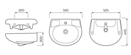 Умыв. "Антей" без перелива, без комплекта, 1 отверстие, белый